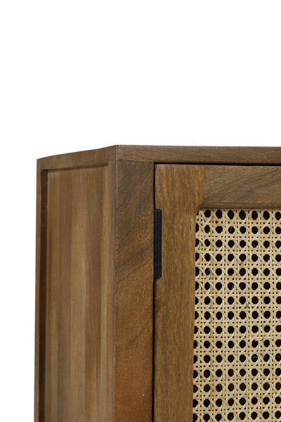 Dřevěná skříňka s ratanovým výpletem RANCHI L | Skříňky