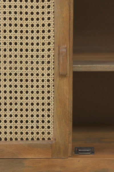 Dřevěná skříňka s ratanovým výpletem RANCHI L | Skříňky