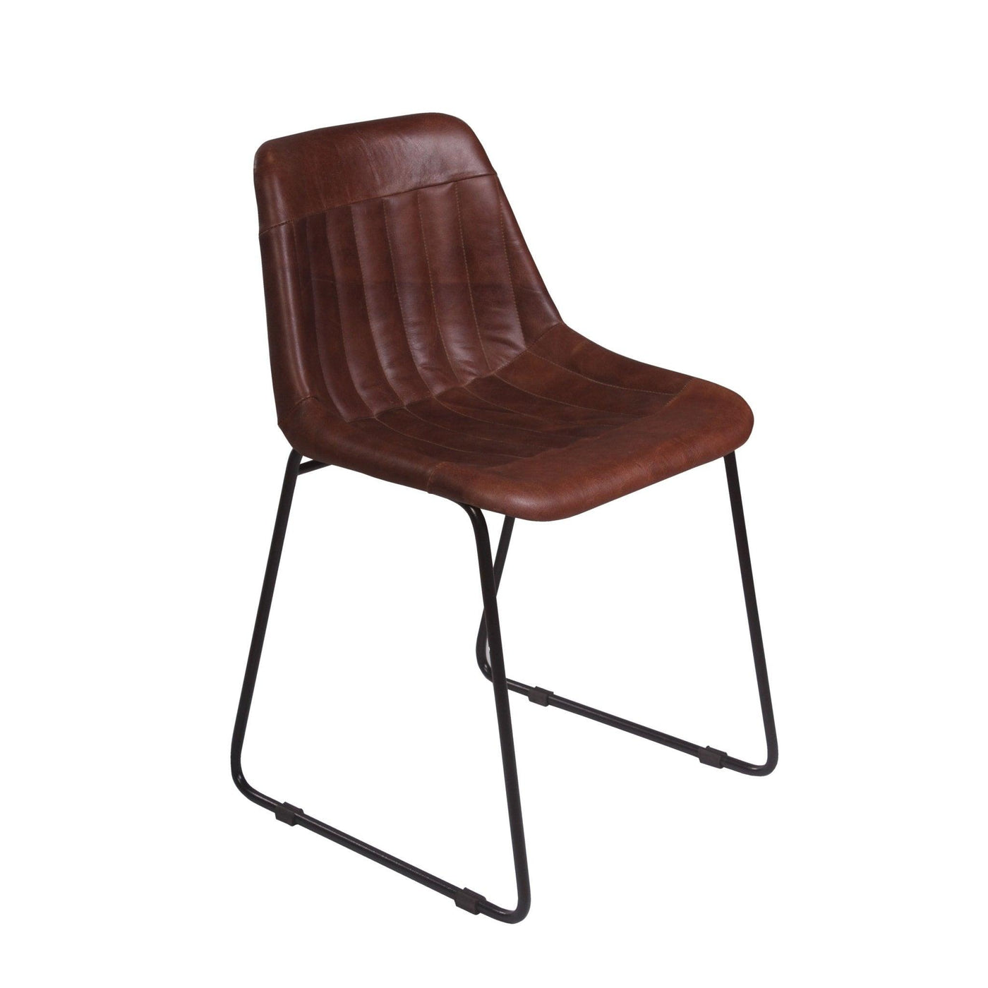 Industriální kožená jídelní židle DARK BROWN | Jídelní židle