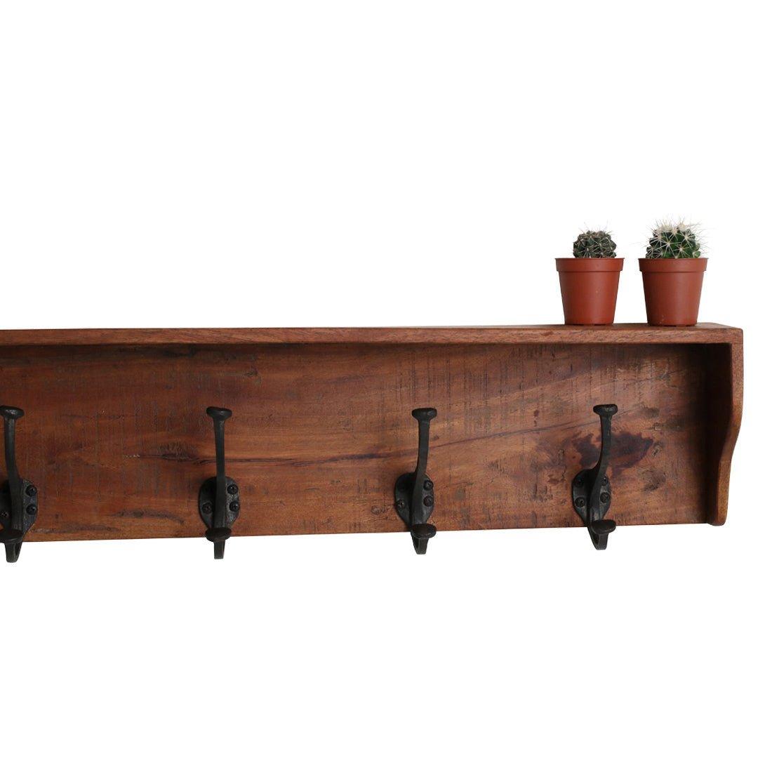 Industriální nástěnný věšák s policí FACTORY VINTAGE | Věšáky