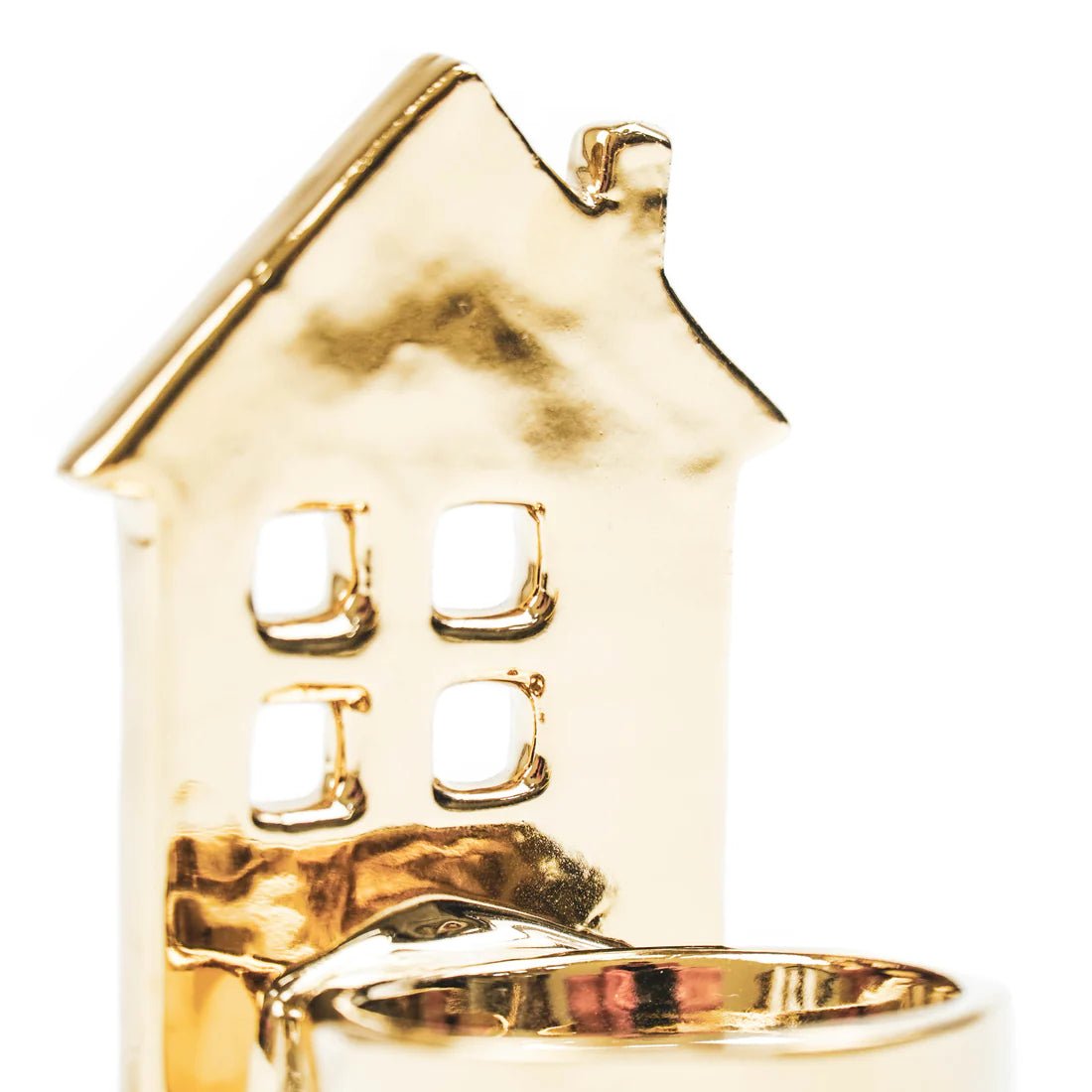 Vánoční keramický svícen LITTLE HOUSE GOLD - CO.DE Concept